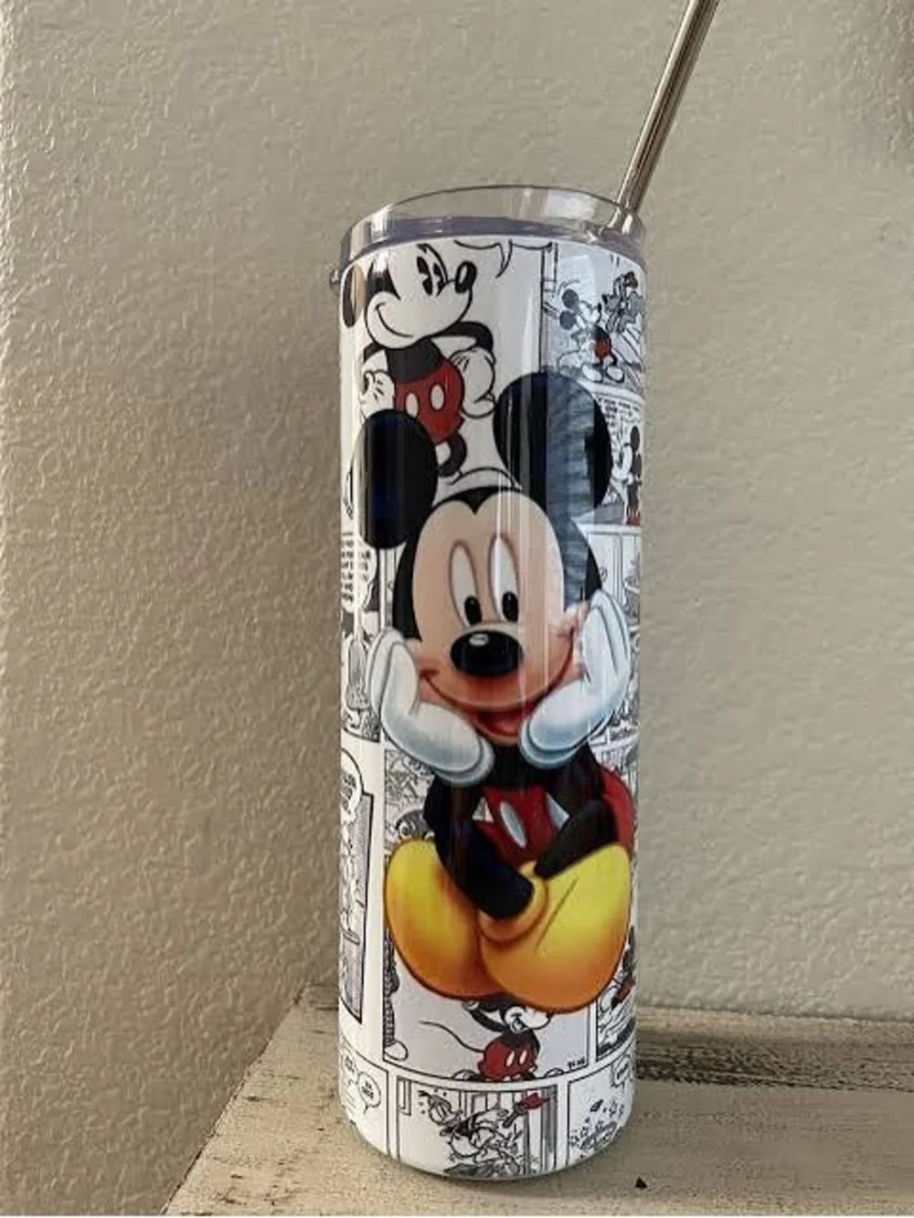 Disney Mickey Mouse White Stainless Tumbler with Straw